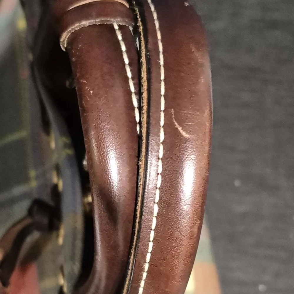 Dooney & Bourke Multicolor Plaid Satchel with Brown Accents